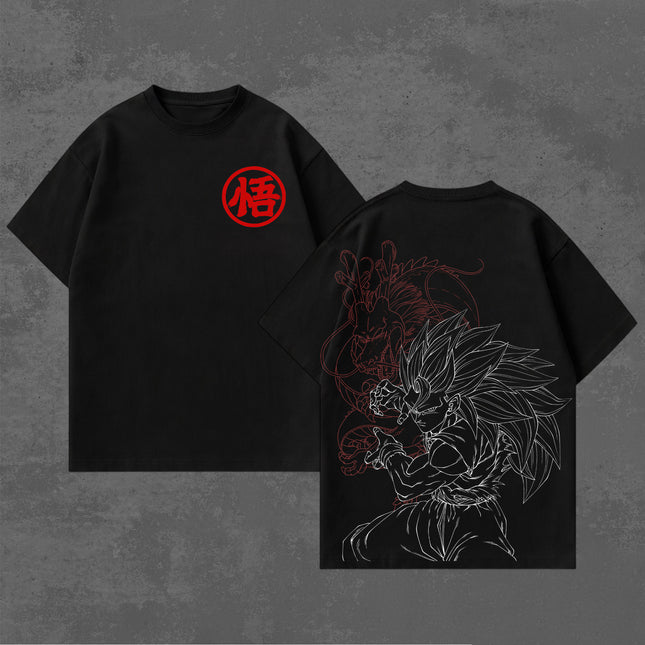 Son Goku Super Saiyan 3 Dragon Ball Z Anime Washed T-Shirt 100%