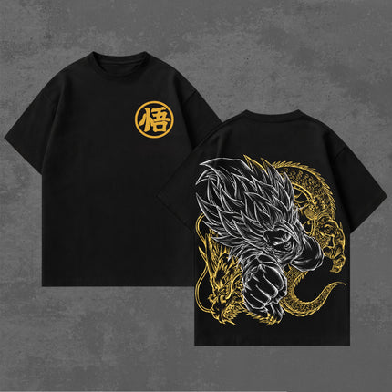 Son Goku Super Saiyan 3 V2 Dragon Ball Z Anime Washed T-Shirt 100%