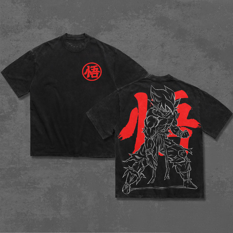 Son Goku Dragon Ball Z Anime Washed T-Shirt 100%