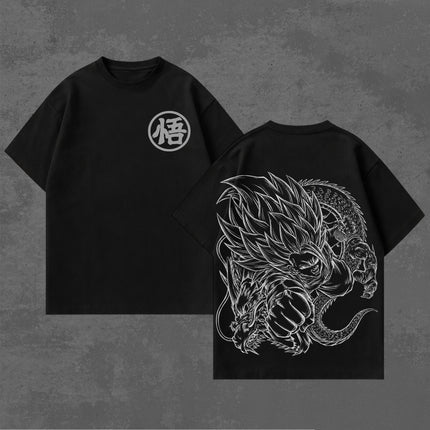 Son Goku Super Saiyan 3 V3 Dragon Ball Z Anime Washed T-Shirt 100%