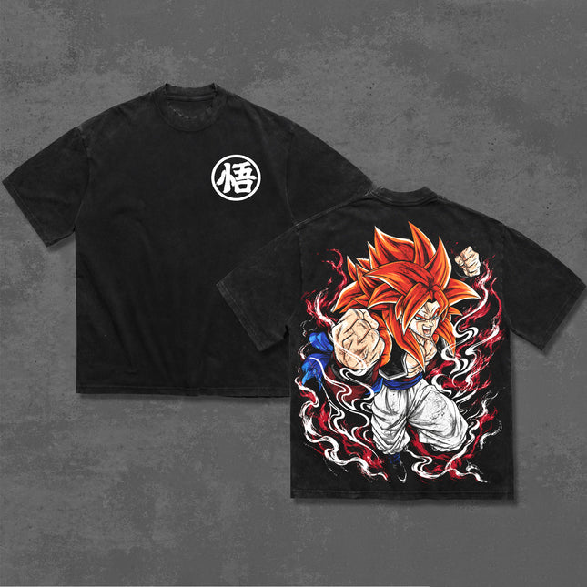 Gogeta Dragon Ball Z Anime Washed T-Shirt 100%